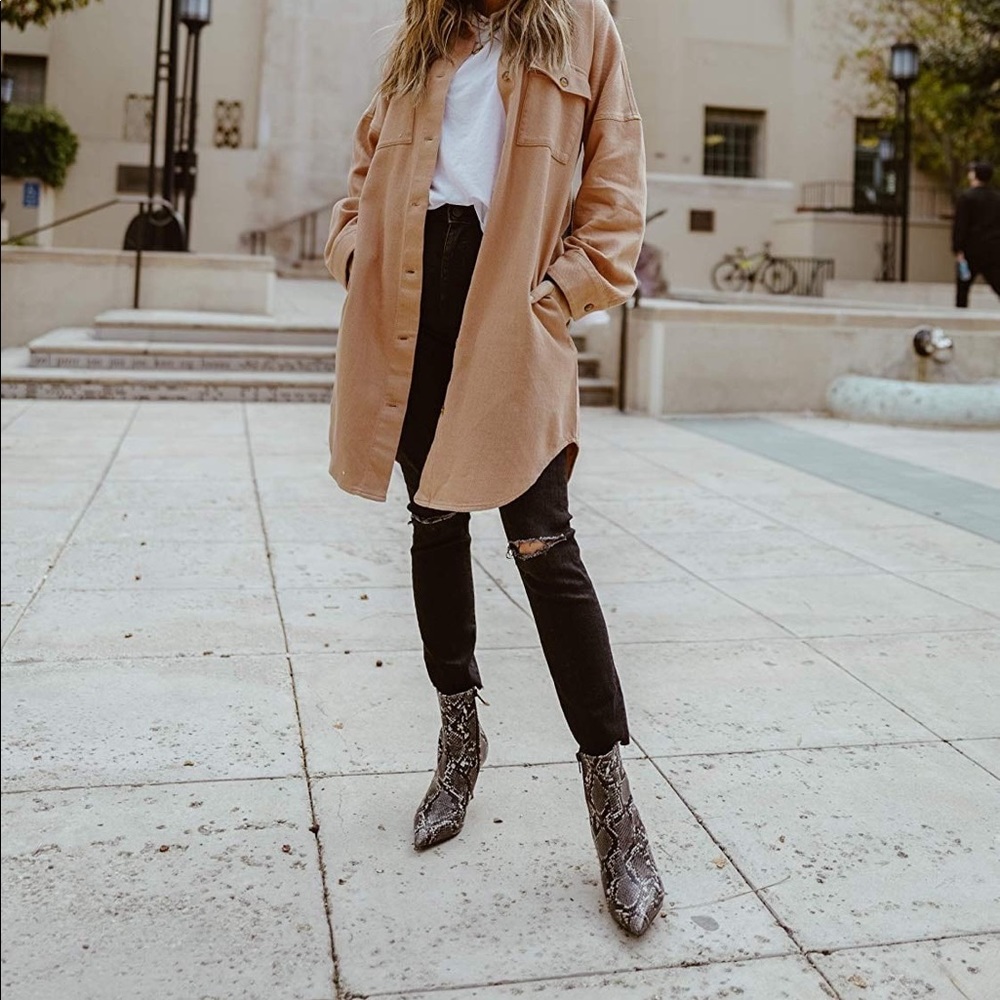 Steve Madden Sparrow Grey Snake Booties - image 1